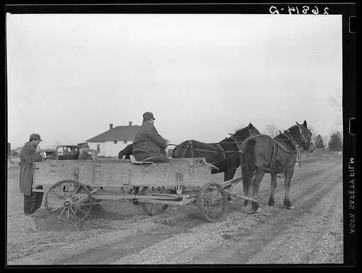 Farmers with wagons. Williamson County, Illinois