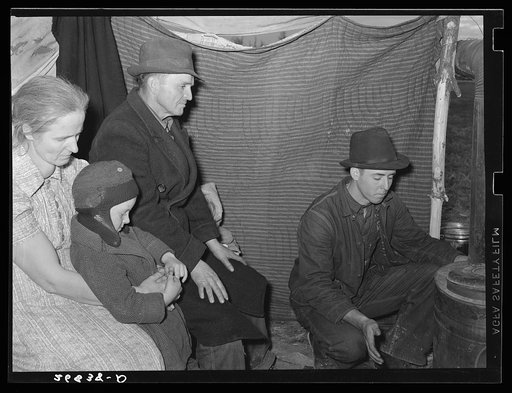 Evicted sharecroppers along Highway Number 60. New Madrid County, Missouri