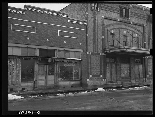 Abandoned stores and movie house. Zeigler, Illinois