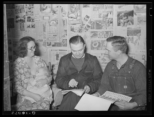 Rehabilitation Administration supervisor with client and wife. Gallatin County, Illinois