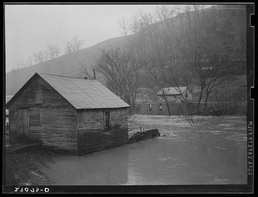 Untitled photo, possibly related to: Flood stage on West Fork River near West Union, West Virginia