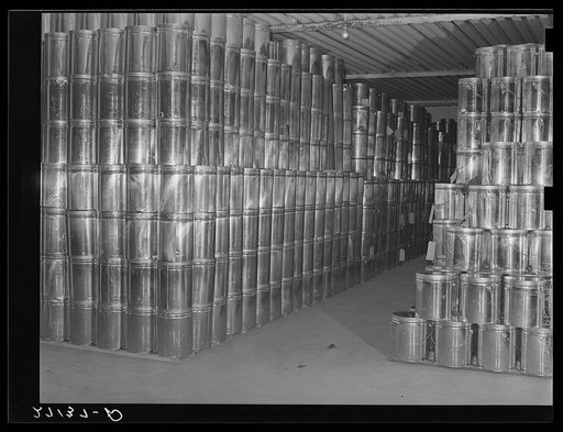 Frozen eggs in freezer room at cold storage warehouse. Jersey City, New Jersey