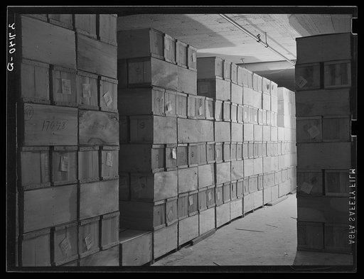 Cold storage warehouse. Jersey City, New Jersey. Eggs kept in "cooler room"