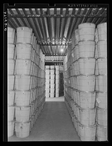 Cold storage warehouse. Jersey City, New Jersey. Butter stored in "freezer room"
