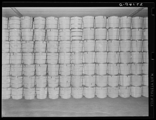 Cold storage warehouse. Jersey City, New Jersey. Butter stored in "freezer room"
