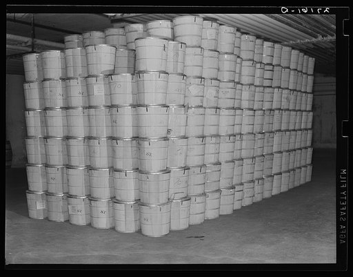 Cold storage warehouse. Jersey City, New Jersey. Butter stored in "freezer room"