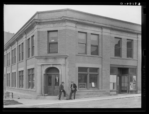 Bank founded by Charles Morris during the boom days. Closed at present. Pony, Montana