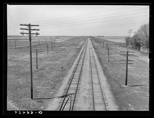 Northern Pacific railroad tracks west of Fargo, North Dakota