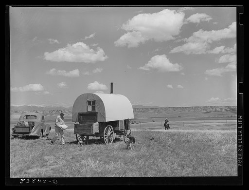 Rancher bringing a month's supplies to sheepherder. Madison County, Montana