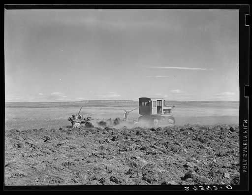 Plowing the prairie. Cascade County, Montana