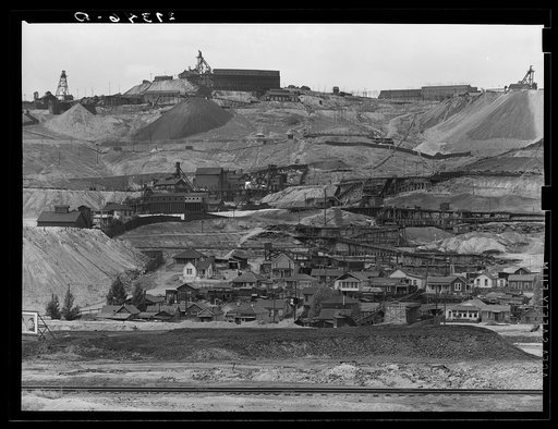 Copper mine and miner's homes. Meaderville, Montana