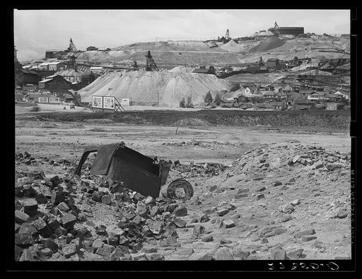 Copper mine and miner's homes. Meaderville, Montana