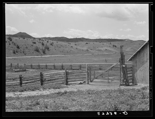 Corral fence and gate. Quarter Circle 'U' Ranch, Montana