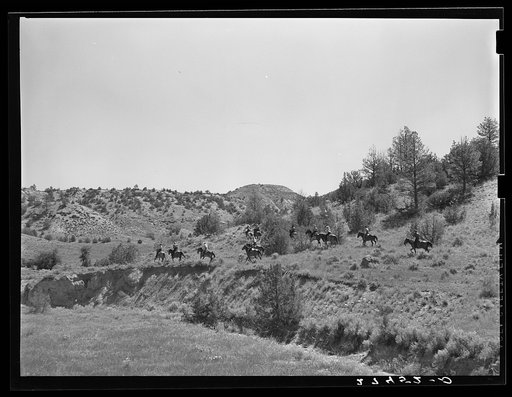 Untitled photo, possibly related to: Dudes out for a morning ride. Quarter Circle 'U' Ranch, Montana