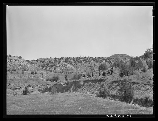 Untitled photo, possibly related to: Dudes out for a morning ride. Quarter Circle 'U' Ranch, Montana