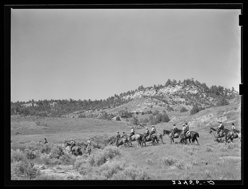Dudes out for a morning ride. Quarter Circle 'U' Ranch, Montana