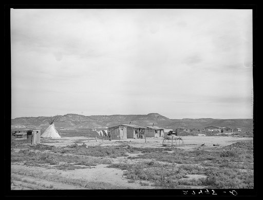 Cheyenne Indian houses. Tongue River Reservation, Montana