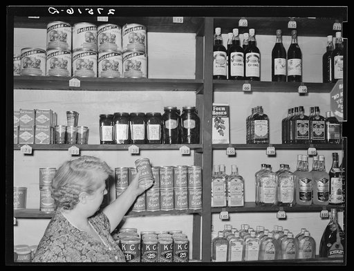 Untitled photo, possibly related to: Interior of general store. Birney, Montana
