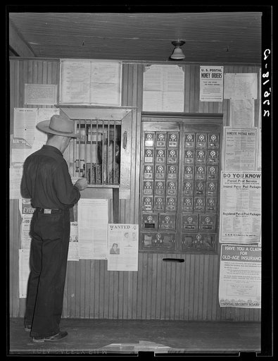 Post office in general store. Birney, Montana