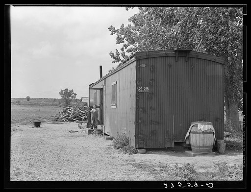 Boxcar home for sugar beet workers. Treasure County, Montana