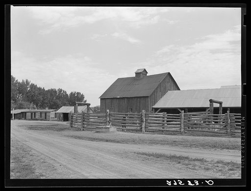 Barn and corral. Quarter Circle 'U' Ranch, Montana