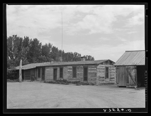 Bunkhouse and mess hall. Quarter Circle 'U' Ranch, Montana