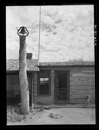 Untitled photo, possibly related to: Entrance to mess hall. Quarter Circle 'U' Ranch, Montana