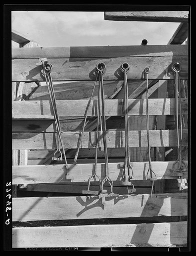 Branding irons. Quarter Circle 'U' Ranch, Montana
