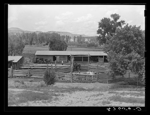 Corral and barn. Warren Brewster ranch, Montana