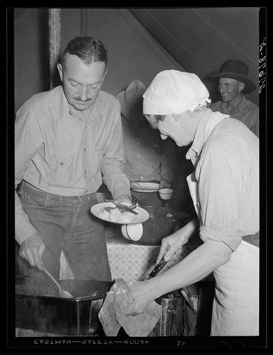 Dinner at Quarter Circle U. Big Horn County, Montana