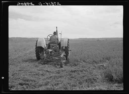 Tractor used in cutting alfalfa. Rosebud County, Montana