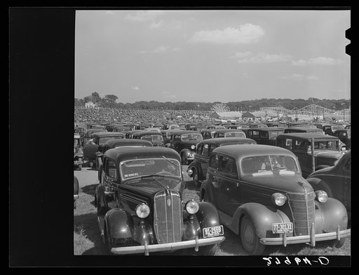 Untitled photo, possibly related to: Parking ground at Iowa State Fair. Des Moines, Iowa