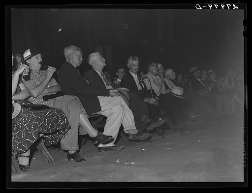 Audience at old-time fiddlers' contest. Iowa State Fair, Des Moines, Iowa