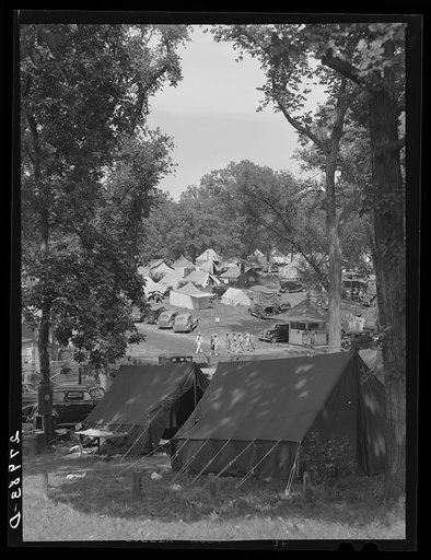 Tent city. Farmers and exhibitors live here for duration of Iowa State Fair. Des Moines, Iowa