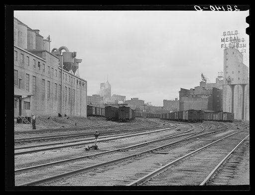 Railroad yards and flour mills. Minneapolis, Minnesota