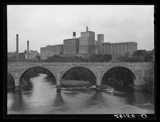Flour mills along the Mississippi River. Minneapolis, Minnesota