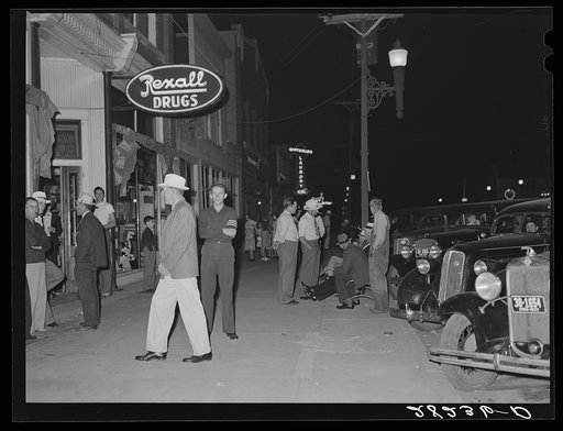 Saturday night on main street. Grundy Center, Iowa