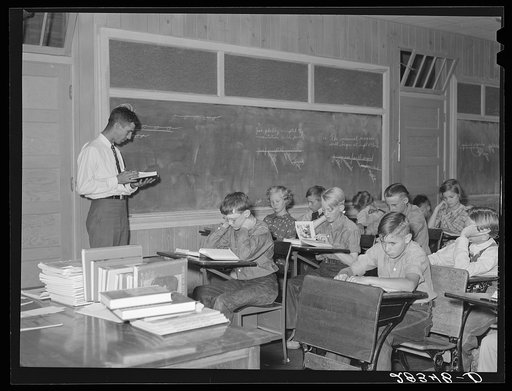 Untitled photo, possibly related to: Scene in school room. San Luis Valley Farms, Colorado