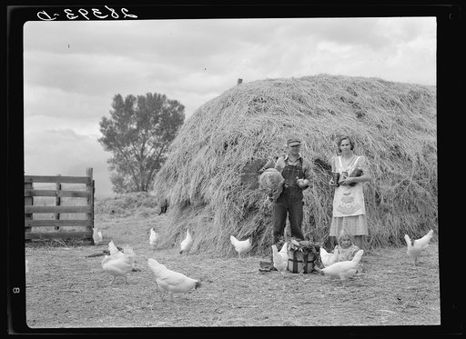 Mr. and Mrs. Howard Crowder and daughter on their resettlement farm. San Luis Valley, Colorado