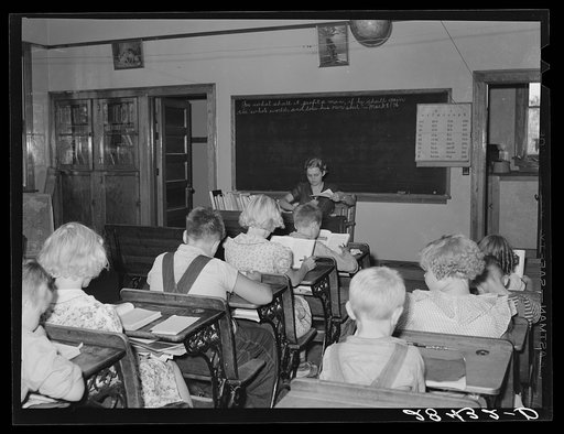 Interior of one-room schoolhouse. Grundy County, Iowa