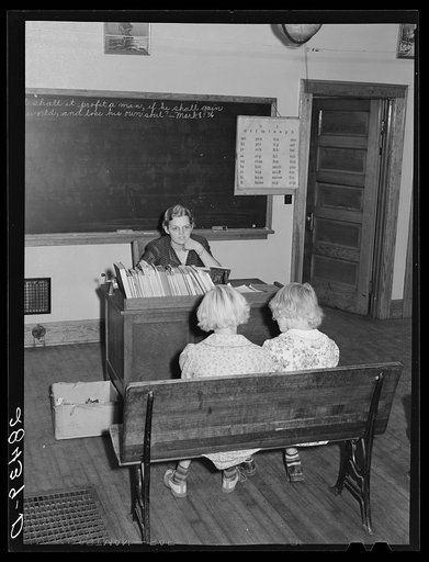 Teaching the fifth grade in a one-room schoolhouse. Grundy County, Iowa