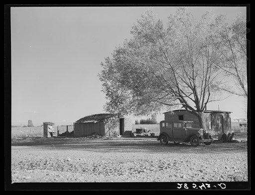Home of migrant potato pickers. Rio Grande County, Colorado