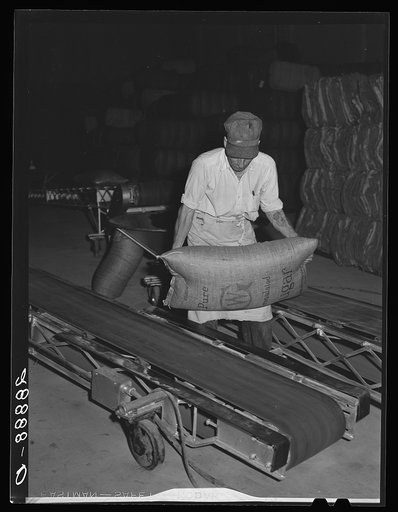 Conveyors used for storing bags of sugar. Brighton, Colorado