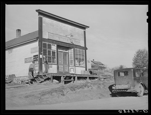 Untitled photo, possibly related to: A village consisting of a few houses, general store, and railroad station. Lamoille, Iowa
