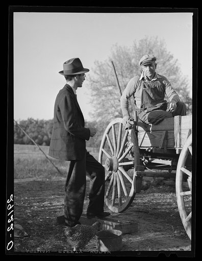 Tiff miner living on subsistence farm is interviewed by FSA (Farm Security Administration) employee. Washington County, Missouri
