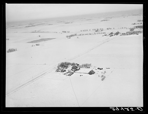 Air view, farmland. Grundy County, Iowa