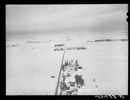 Air view, farmland. Grundy County, Iowa