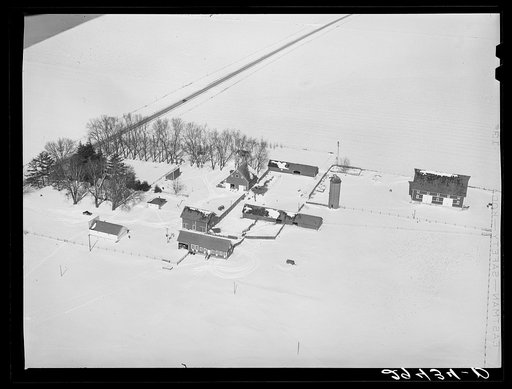 Air view, farmland. Grundy County, Iowa