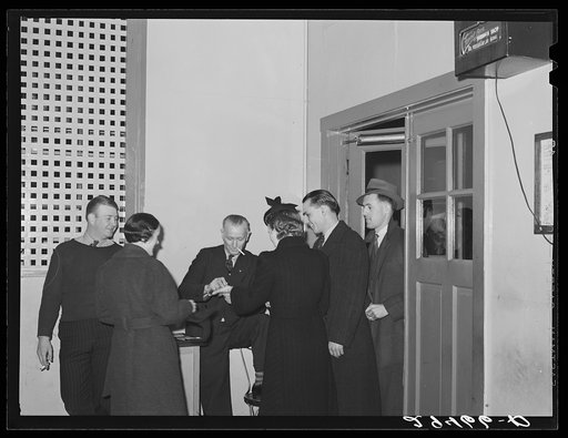 Dancers entering hall. Marshalltown, Iowa