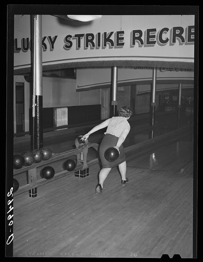 Girl bowling. Clinton, Indiana